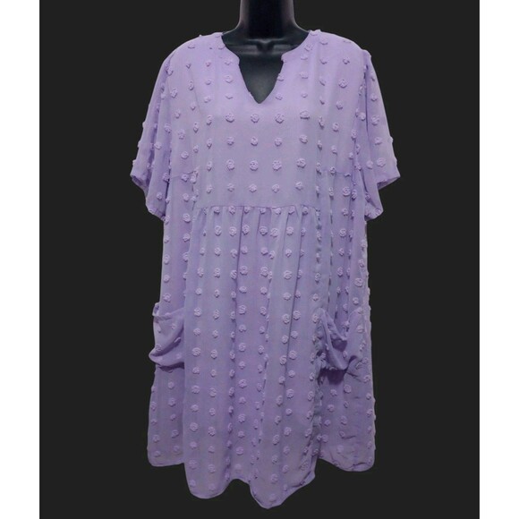 MIHOLL Womens V Neck Short Sleeve Ruffle Loose Summer Flowy Mini Dress XXL - Picture 2 of 13